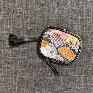 Betsey Johnson Mini Wristlet Coin Purse Bag Charm Floral Snakeskin Print